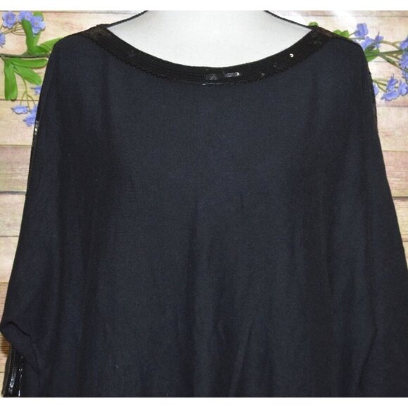 Talbots Women's Black Half Sleeve Knit Tee Plus Size 1X Sequin Stretch MINT - Picture 2 of 11